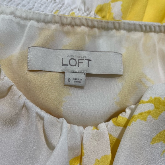 Ann Taylor LOFT Yellow White Floral Ruffle Top Maxi Dress Sz 8 - Picture 15 of 16